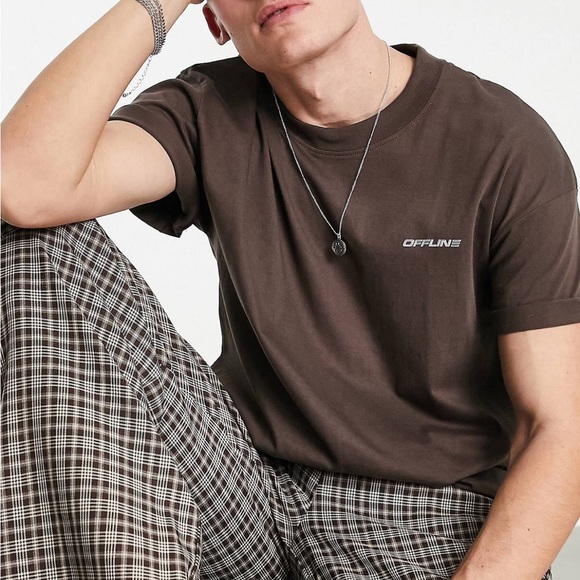 ASOS Night Addict 'Offline' print t-shirt in brown NEVER WORN - Picture 1 of 4